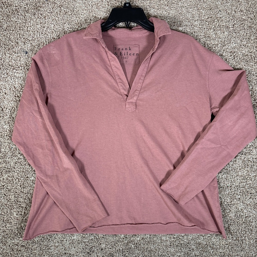 Frank & Eileen Patrick Tee Lab Popover Henley Top sz S Pink Heritage Jersey